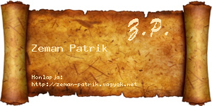 Zeman Patrik névjegykártya